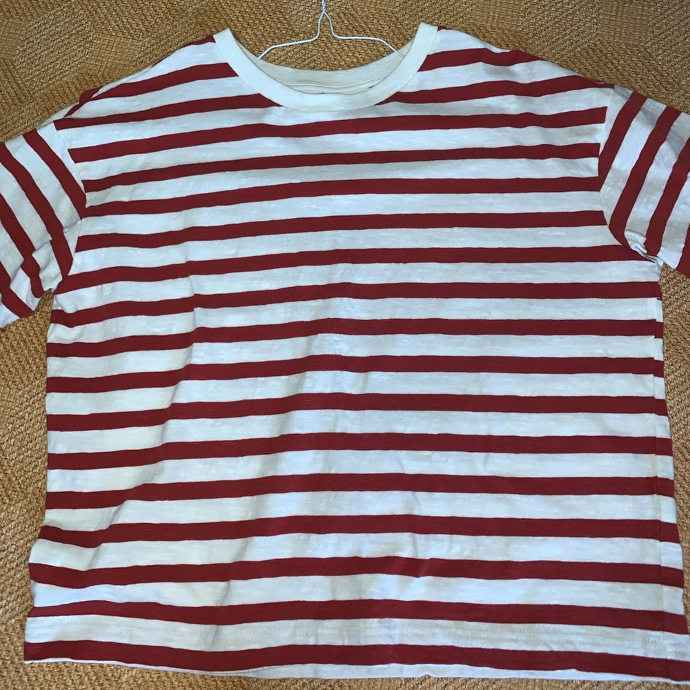 red and white striped tshirt
